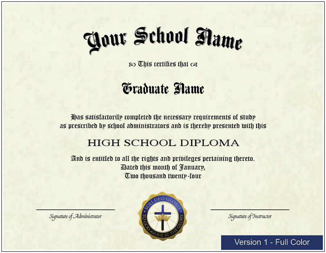 Free Printable High School Diploma Template With Seal