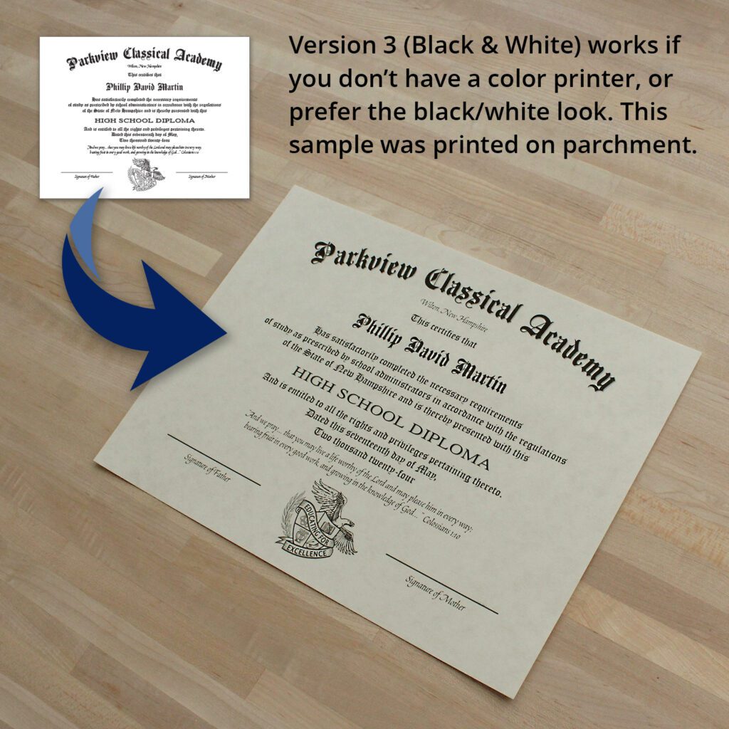 Printable High School Diploma for Homeschools